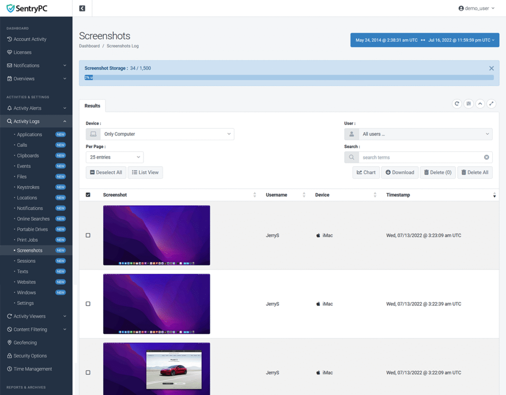 monitoring screenshots