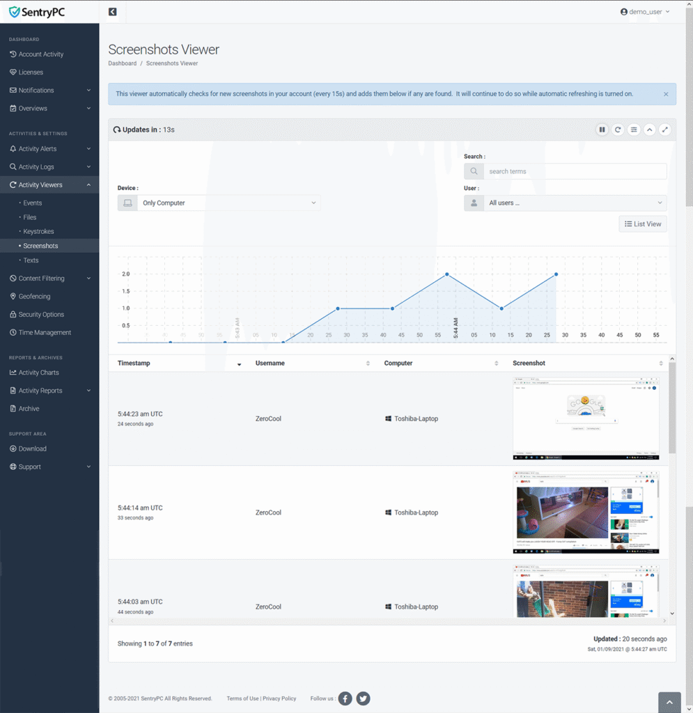 realtime screenshots